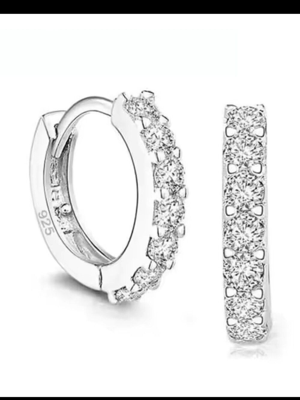 New Silver Simulated Diamond Huggie Hoop Earrings